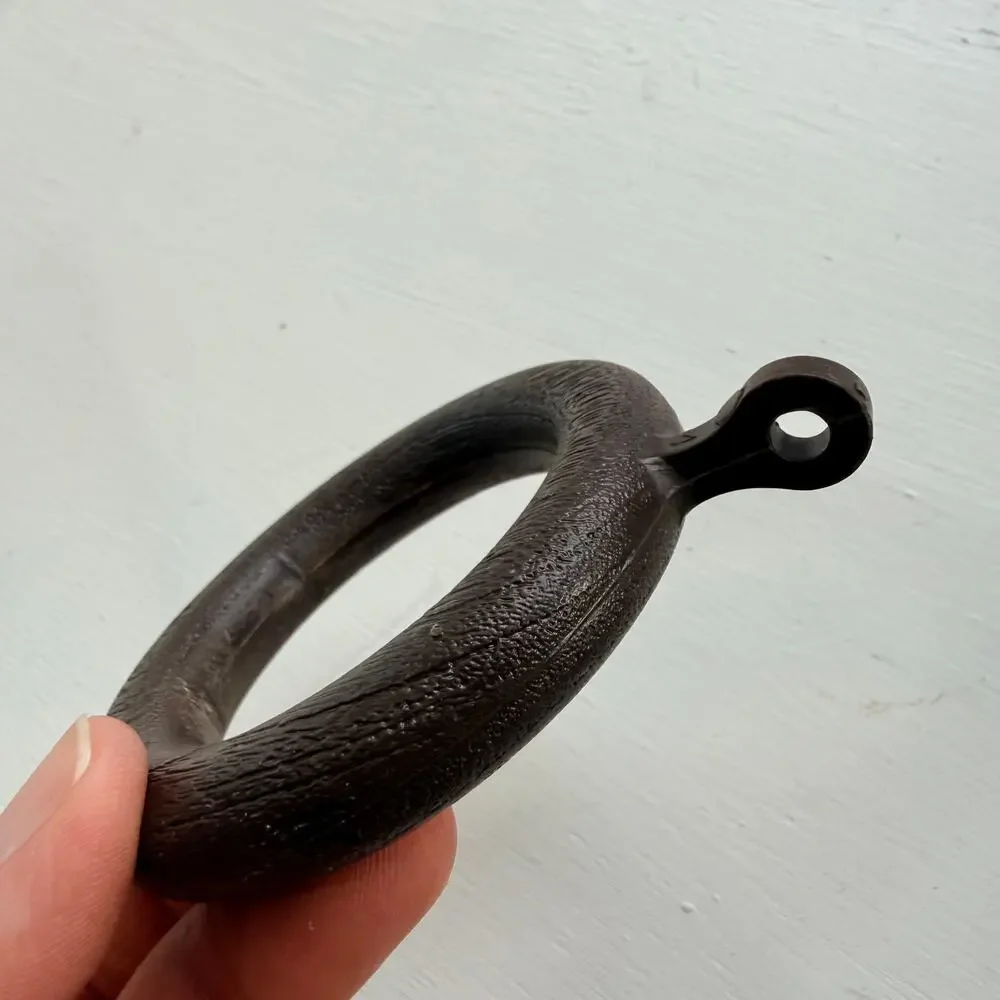 45 Vintage Faux Wood Curtain Rings Lot Brown Plastic Cafe Drapery Eyelet
